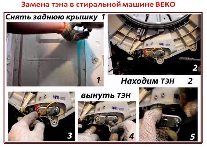 смяна на нагревателен елемент в пералня