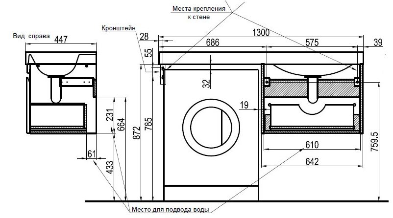 схема за монтаж на плот с пералня