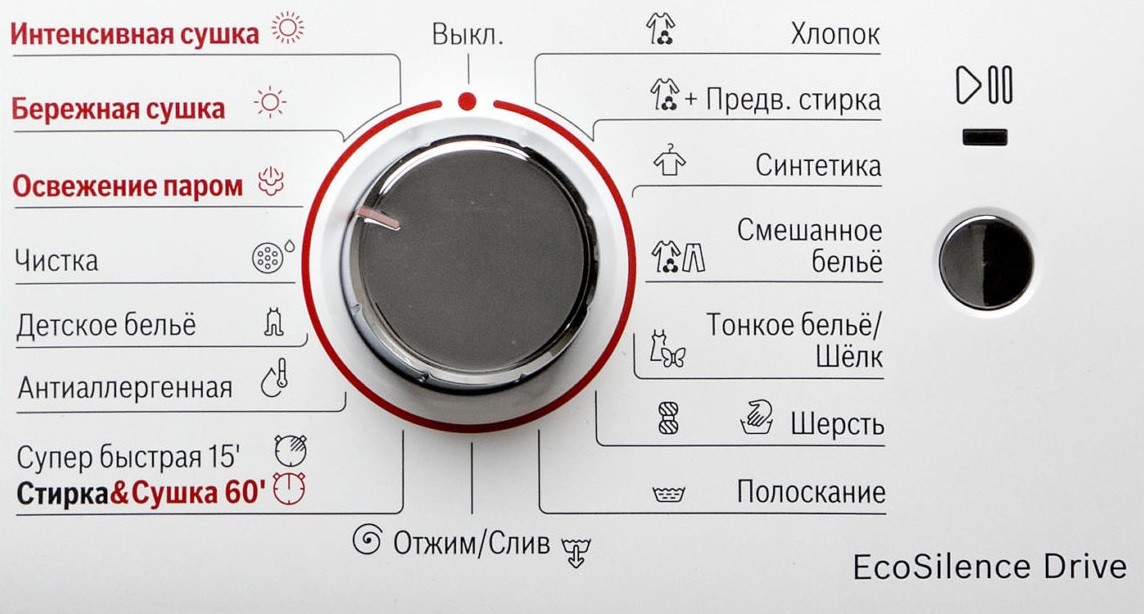 програмите за измиване се подписват на контролния панел
