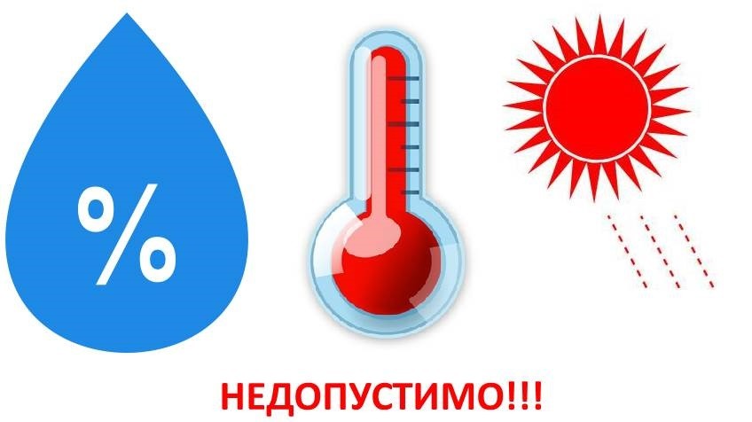 висока влажност, висока температура и пряка слънчева светлина унищожават праха