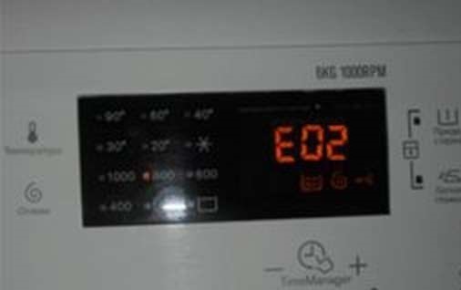Грешка E02 в пералня Electrolux