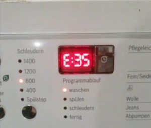 Грешка E35 в пералня Bosch