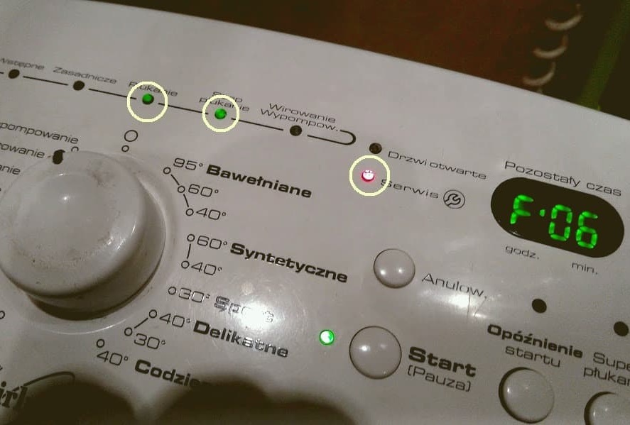 Грешка F06 в пералня Whirlpool